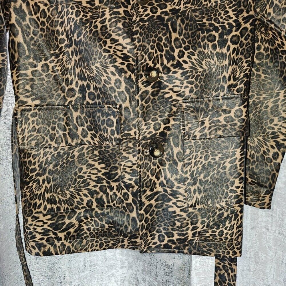 Nastygal Leopard Trench Rain Coat Size 4 - Picture 4 of 9